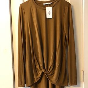 NWT Camel Colored Front Knot Shirt. Size Large